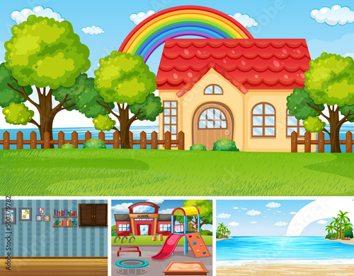 Four different indoor and outdoor scenes