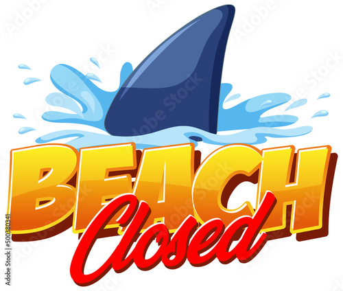 Font design for beach closed with shark in water