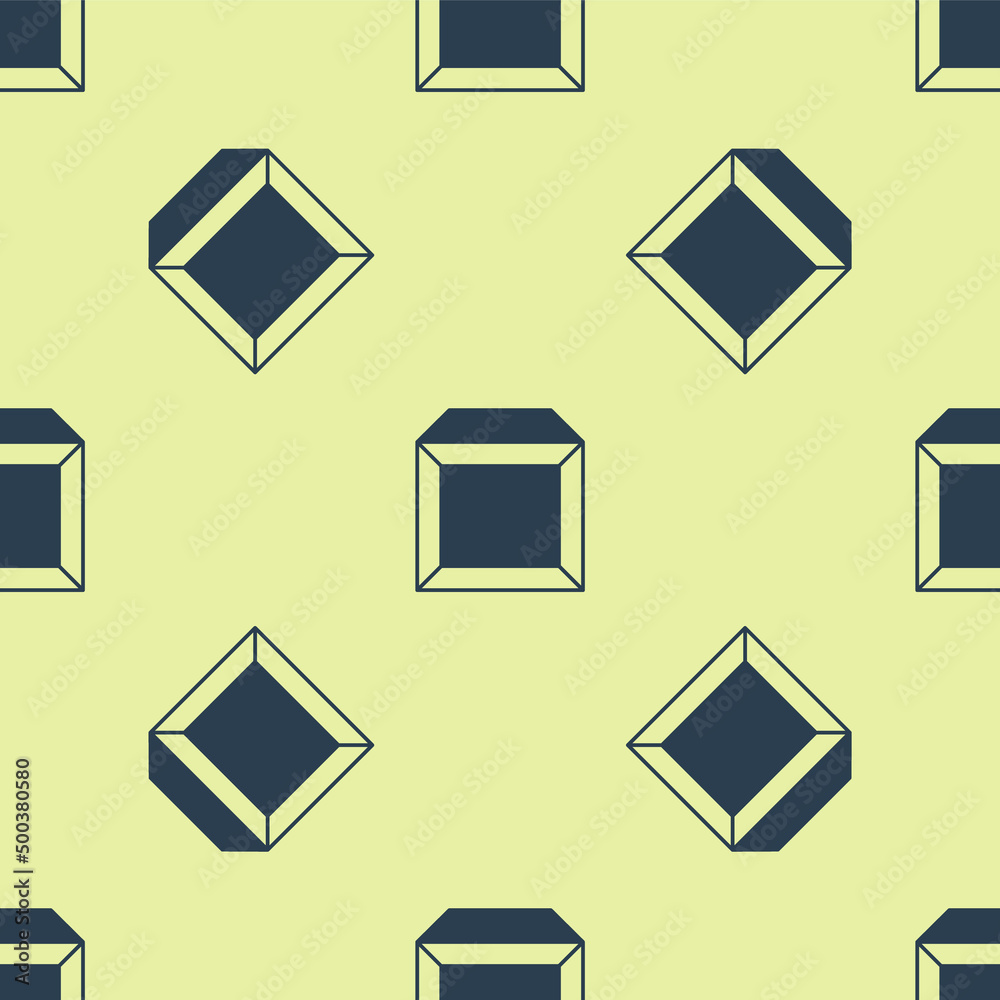 Blue Carton cardboard box icon isolated seamless pattern on yellow background. Box, package, parcel sign. Delivery and packaging. Vector Blue Carton cardboard box icon isolated seamless pattern on yellow background. Box, package, parcel sign. Delivery and packaging. Vector