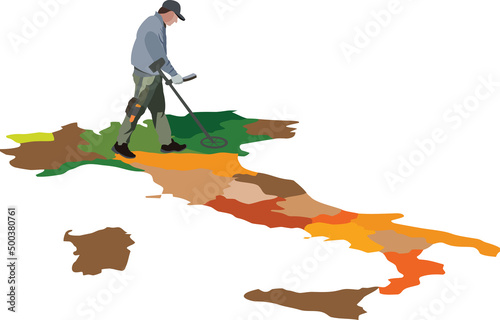 person looking for metals with metal detector Italy-