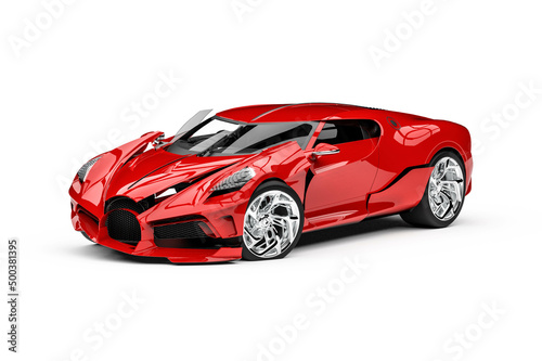 3D render Image representing an expensive car involved in an accident © Mlke