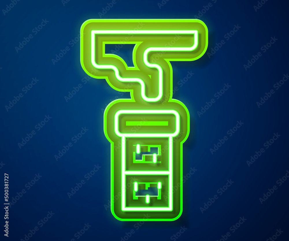Glowing neon line Test tube and flask chemical laboratory test icon isolated on blue background. Laboratory glassware sign. Vector Glowing neon line Test tube and flask chemical laboratory test icon isolated on blue background. Laboratory glassware sign. Vector