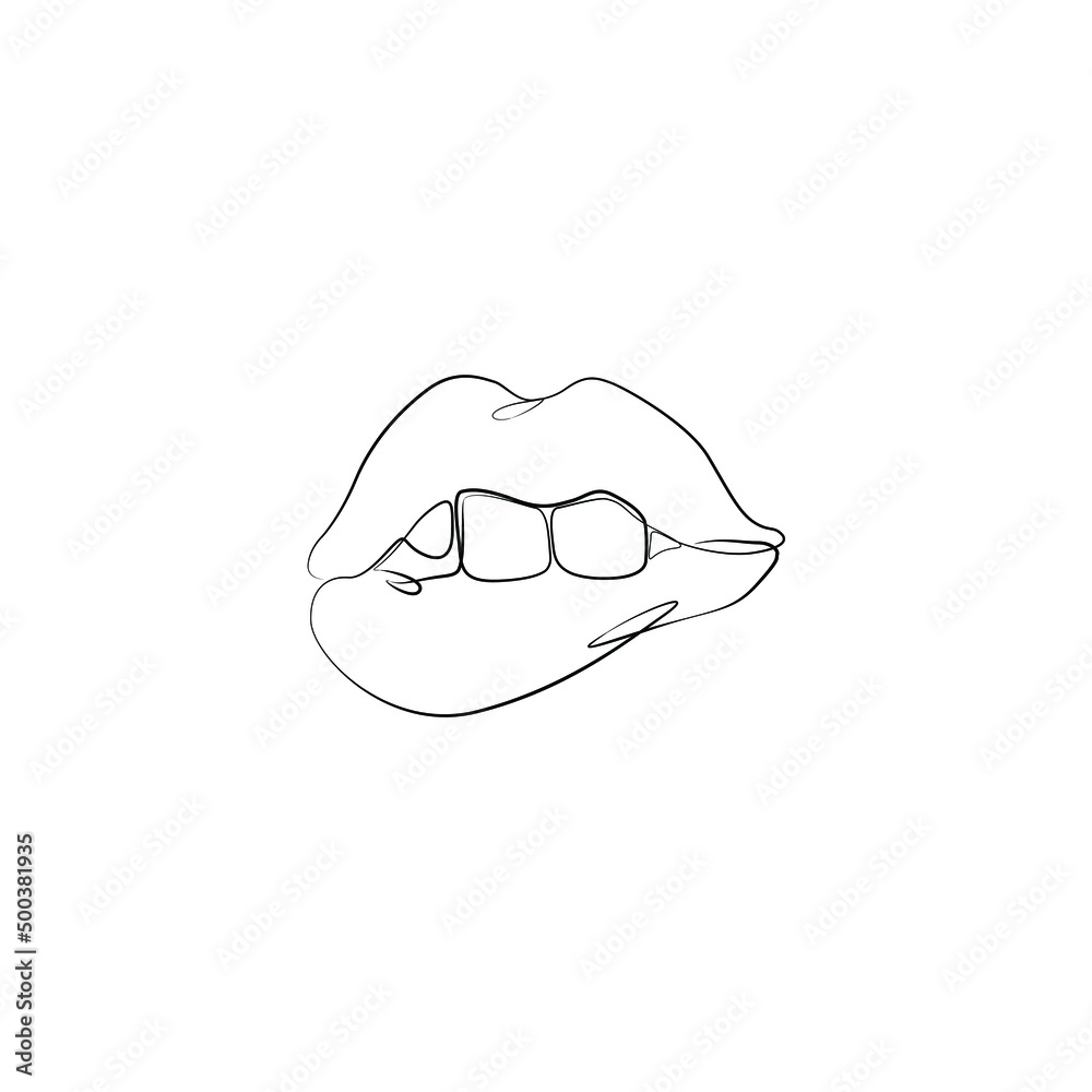 Lips continuous line drawing, small tattoo, print for clothes and logo design, emblem or logo design, silhouette one single line on a white background, isolated vector illustration. Lips continuous line drawing, small tattoo, print for clothes and logo design, emblem or logo design, silhouette one single line on a white background, isolated vector illustration.