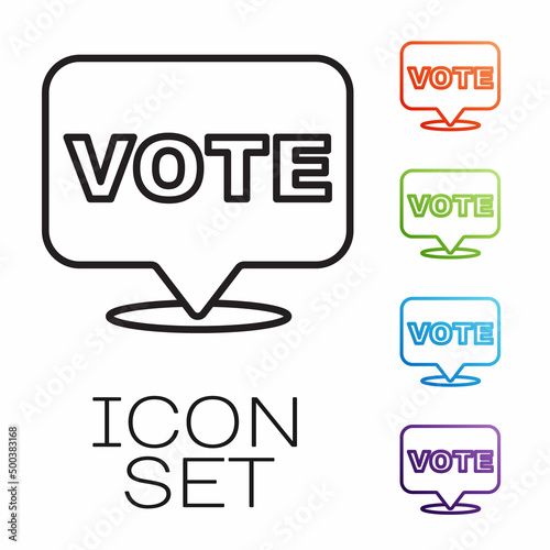 Black line Vote icon isolated on white background. Set icons colorful. Vector
