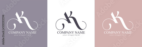 AK letter monogram. Elegant luxury logo. Calligraphic style. Corporate identity and personal logo. Vector design. Luxurious linear creative monogram.