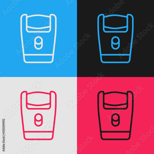 Pop art line Electric razor blade for men icon isolated on color background. Electric shaver. Vector