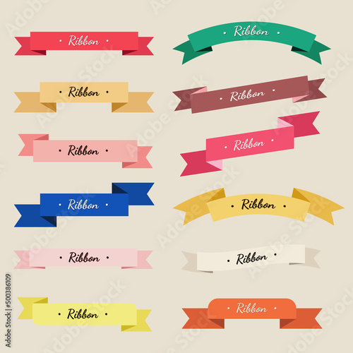 Set of colorful ribbon and banner vector design.