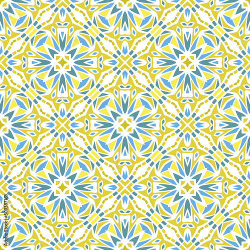 Seamless pattern for traditional arabic and indian pottery tiling, fabric, wall interior, cloth. Decor tile, texture print, mosaic oriental ornament.