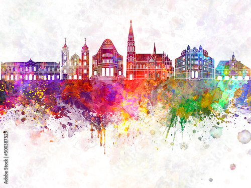 Osijek skyline in watercolor-poster