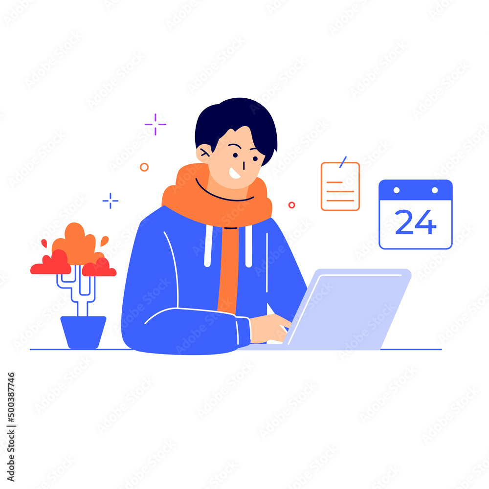 work with Time management concept illustration
