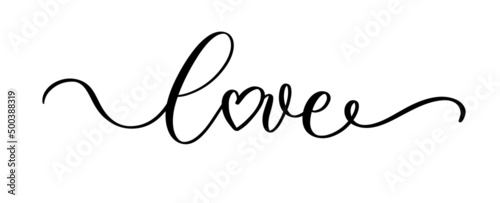 Love. Continuous line script cursive calligraphy text inscription for poster, card, banner valentine day, wedding, t shirt