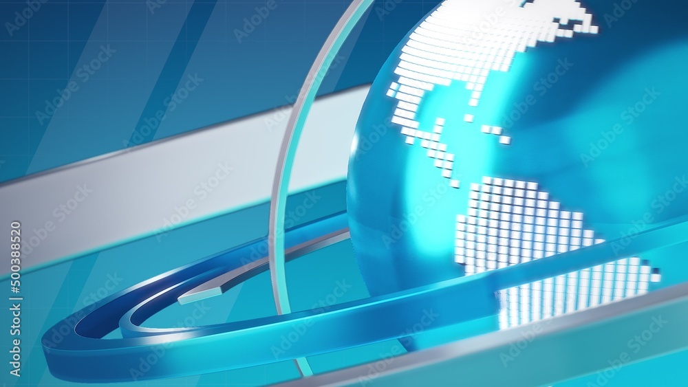 3D World News Background Loop, digital world breaking news Studio ...