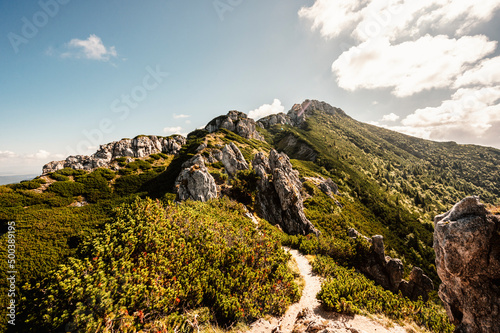 Hill Sivy Vrch and rocks called Radove Skaly in Western Tatras, Slovakia.  Western Tatras in Slovakia mountain landscape. photo