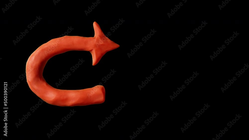 Set of 3 plasticine arrows. Plasticine arrows appear, disappear, point. Red and blue. Stop motion animation. Transparent background, alpha channel