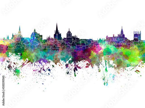 Oxford skyline in watercolor-poster