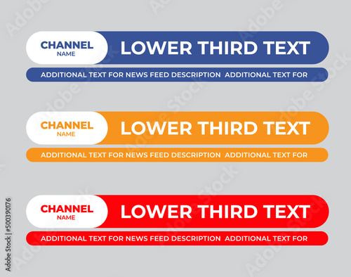 Set of vector lower third banner of the screen for titles and captions.