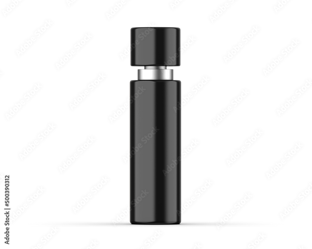 Spray bottle with metallic collar for branding and mockup, ready for product presentation, 3d render illustration Spray bottle with metallic collar for branding and mockup, ready for product presentation, 3d render illustration