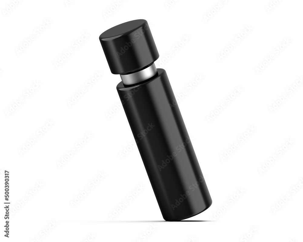 Spray bottle with metallic collar for branding and mockup, ready for product presentation, 3d render illustration Spray bottle with metallic collar for branding and mockup, ready for product presentation, 3d render illustration