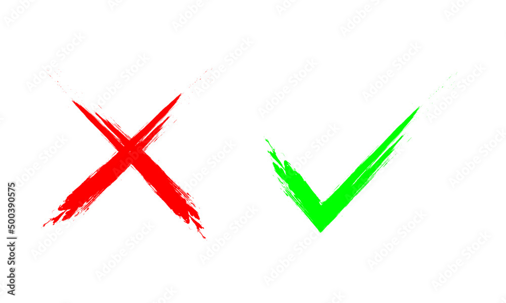 green check mark and red cross icon symbol. green check mark and red cross icon symbol.