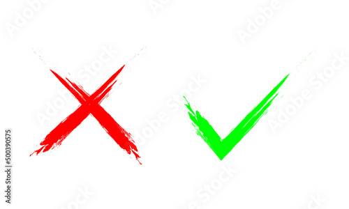 green check mark and red cross icon symbol.