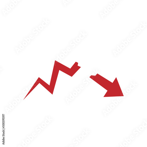 Flat icon. Graph collapse.