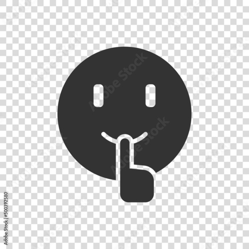 Quiet icon in flat style. Silence vector illustration on isolated background. Hush sign business concept.