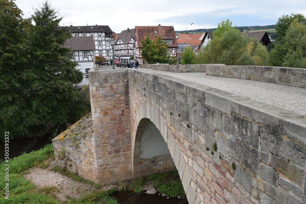 View of Melsungen from the Bartenwetzer Bridge; Germany; Hesse