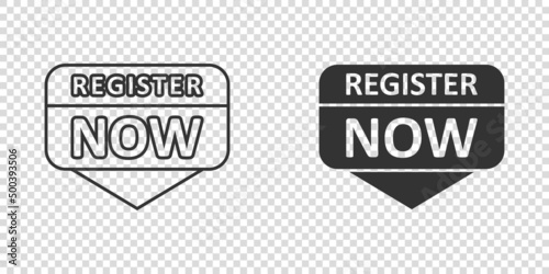 Register now icon in flat style. Registration vector illustration on isolated background. Member notification sign business concept.