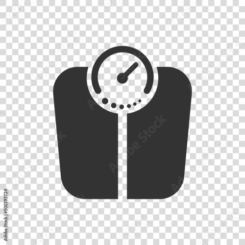 Bathroom weight scale icon in flat style. Mass measurement vector illustration on isolated background. Overweight sign business concept.