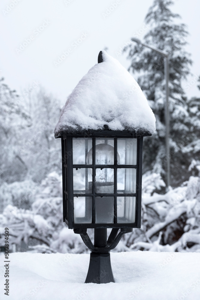While the snowfall continues in Ankara, the decorative lighting lamp. Selective Focus Lamp. Blur motion Shot. While the snowfall continues in Ankara, the decorative lighting lamp. Selective Focus Lamp. Blur motion Shot.
