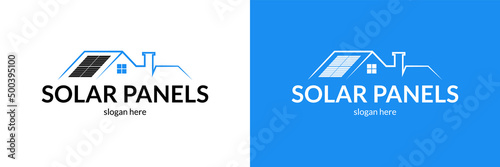 Stylish solar panels installation logo