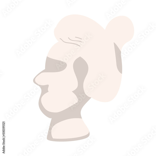 Elderly lady head sculpture semi flat color vector object. Handicraft. Sculpture classes visit. Full sized item on white. Simple cartoon style illustration for web graphic design and animation