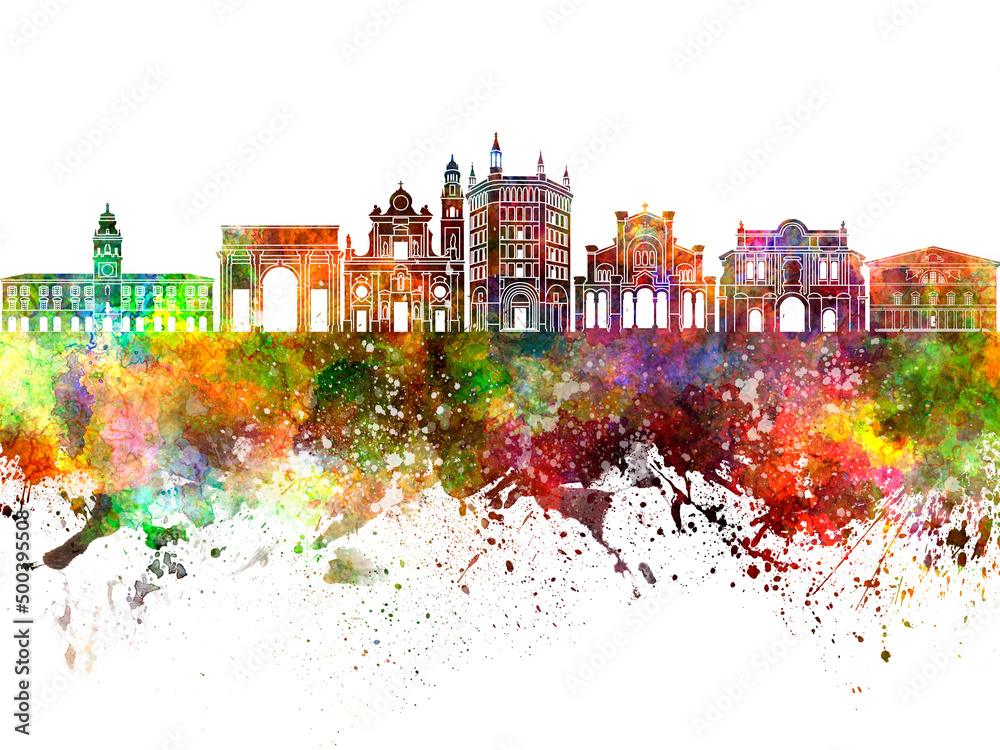 Parma skyline in watercolor background