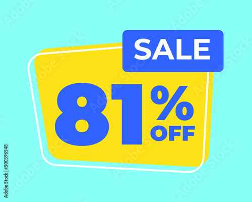 81% off tag eighty one percent discount sale blue letter yellow background