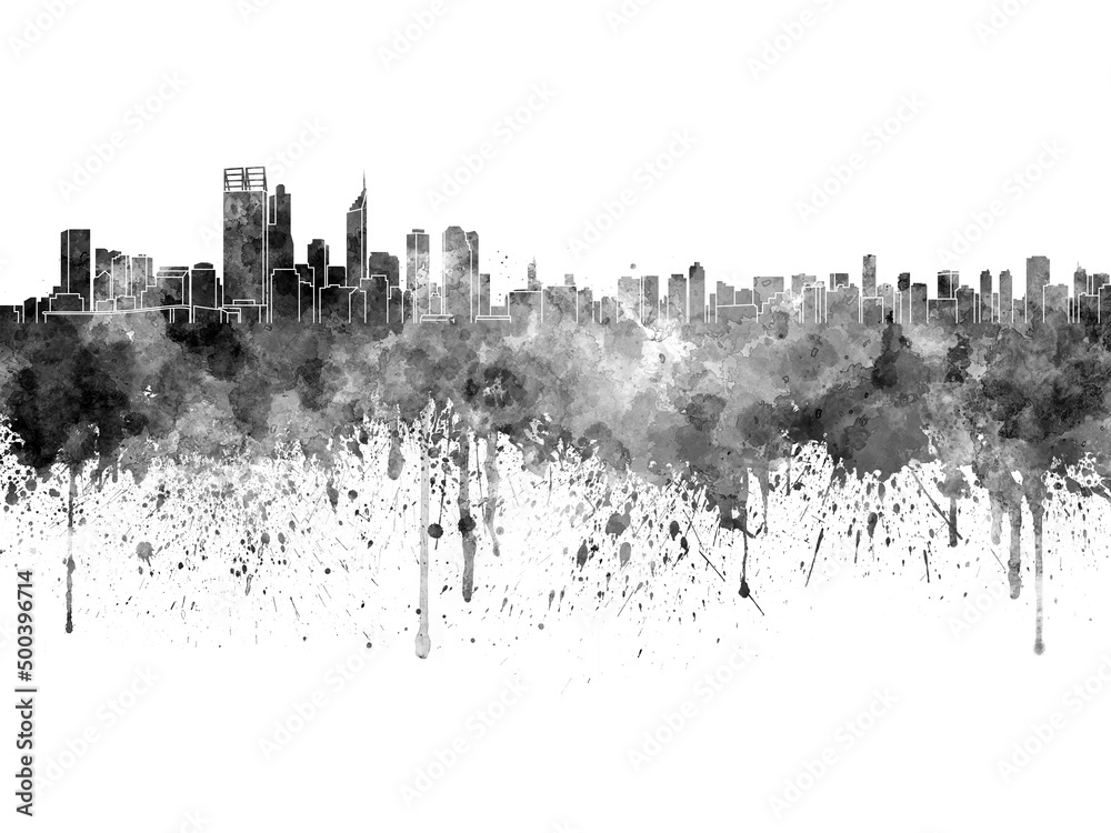 Fototapeta premium Perth skyline in watercolor