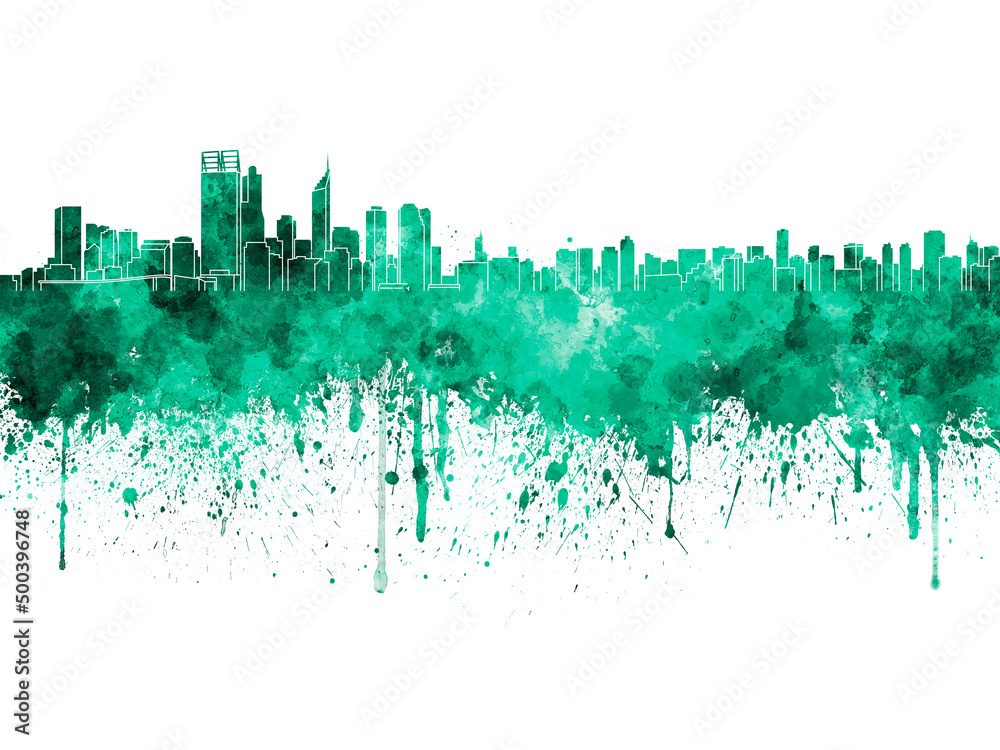 Fototapeta premium Perth skyline in watercolor