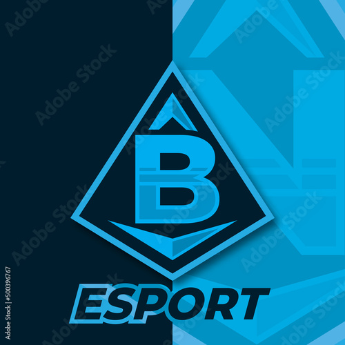 Letter B esport logo, triangle esport logo design template, badge esport logo illustration vector