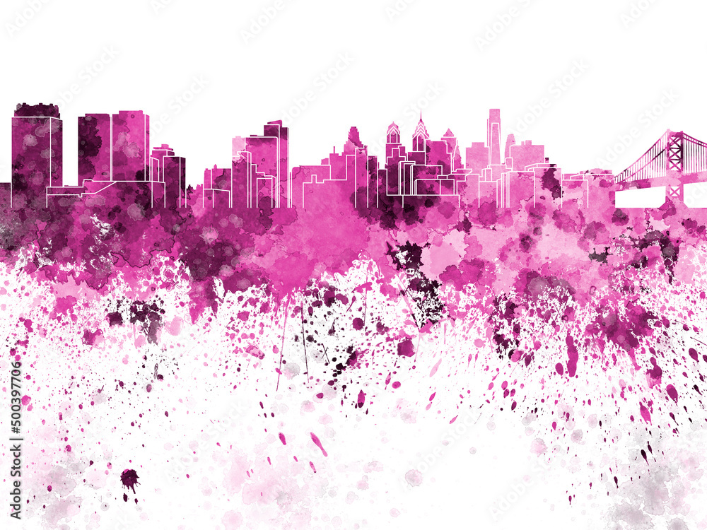 Philadelphia skyline in watercolor on white background Philadelphia skyline in watercolor on white background