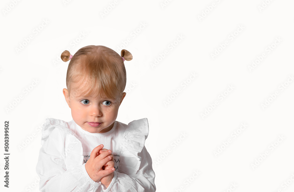 portrait of a little child isolated on white 
