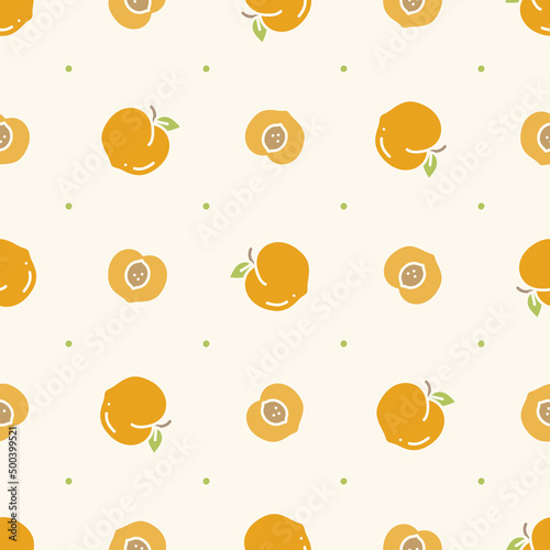 Seamless repeat pattern of simple flat peach fruit icons for prints, wallpapers, mobile concepts and web apps