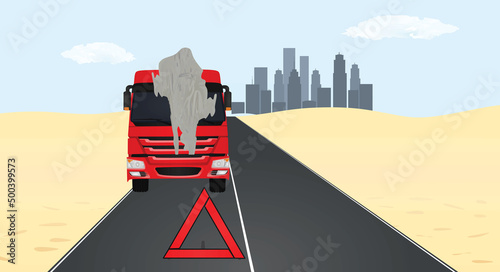 Red car triangle. vector illustration