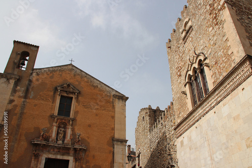 ste katherine church and corvaja palace in taormina in sicily (italy) 