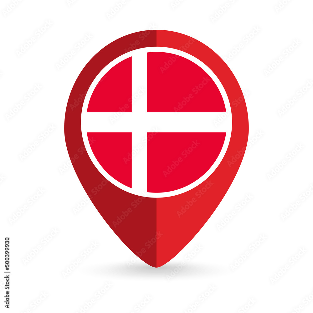 Map pointer with contry Denmark. Denmark flag. Vector illustration. Map pointer with contry Denmark. Denmark flag. Vector illustration.