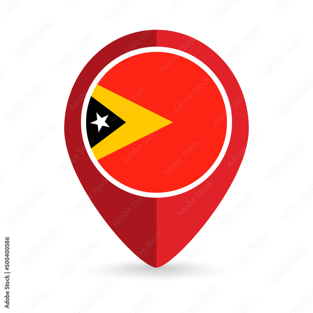 Map pointer with contry East Timor. East Timor flag. Vector illustration. Map pointer with contry East Timor. East Timor flag. Vector illustration.