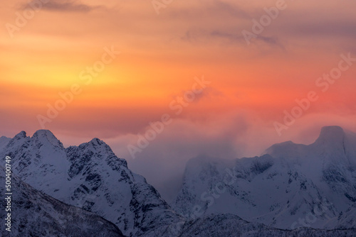 Norway mountains around the sea in the winter time © Rui