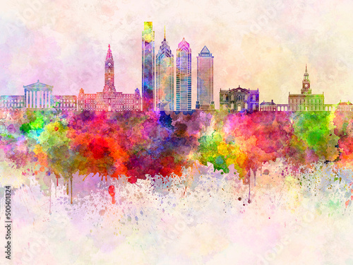 Philadelphia skyline in watercolor © Paulrommer