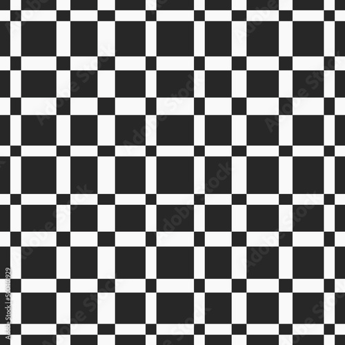 Grid of black and white rectangles. Vector simple shape with identical cells of checkers. Seamless and simple pattern.