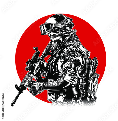 Eye Catching  Soldier Illustration Graphic