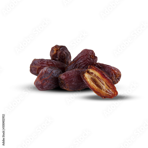 Dried dates isolated on white background with cut out