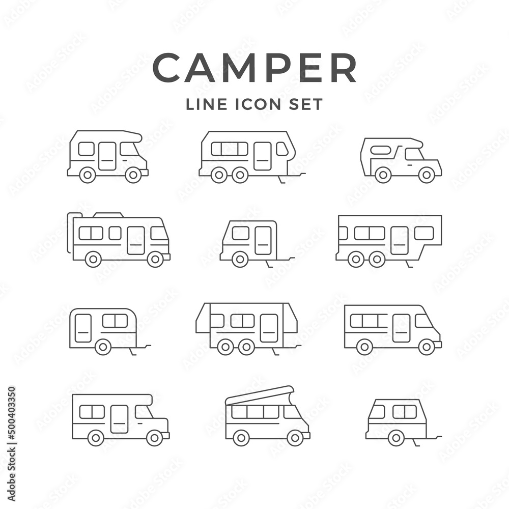 Set line icons of camper Set line icons of camper